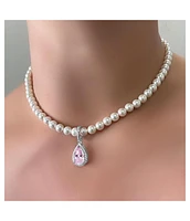 Anna Zuckerman Princess Di Pearl Necklace in Argyle Pink