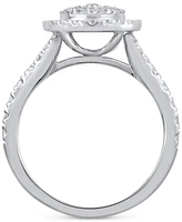 Diamond Oval Cluster Engagement Ring (1 ct. t.w.) in 14k White Gold