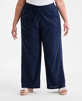 Style & Co Plus Eyelet-Trim Wide-Leg Pants, Exclusively at Macy's