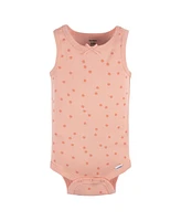 Gerber Baby Girls Sleeveless Flowers Onesies, 5-Pack