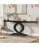 Tribesigns 59 Inches Console Table for Entryway, White Farmhouse Living Room, Wood Sofa Behind Couch, Modern Narrow Long Foyer