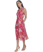 Jessica Howard Women's Floral Surplice-Neck Midi Dress