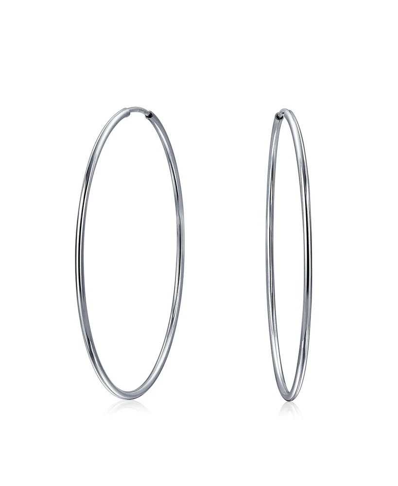 Bling Jewelry Thin Minimalist Hoop Huggie Earrings Sterling Silver Various Sizes