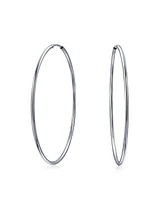 Bling Jewelry Thin Minimalist Hoop Huggie Earrings Sterling Silver Various Sizes