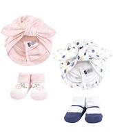 Hudson Baby Baby Girls Hudson Turban and Socks Set, Multi Color Tiny Rose, One