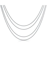 Bling Jewelry Set of 4 Thin Minimalist Stainless Steel Saturn Chain Necklace 18. 20, 24 & 30 Inch