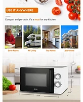 Commercial Chef Small Microwave 0.7 Cu. Ft. Countertop Microwave with Mechanical Control, White Microwave with 6 Power Levels, Outstanding Portable Mi