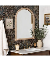 LuxenHome Bamboo Frame Arch Rectangle Accent Wall and Vanity Wall Mirror