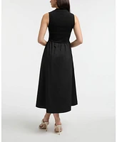 Ellen Tracy Women's Sleeveless Polo Collar Twofer Dress