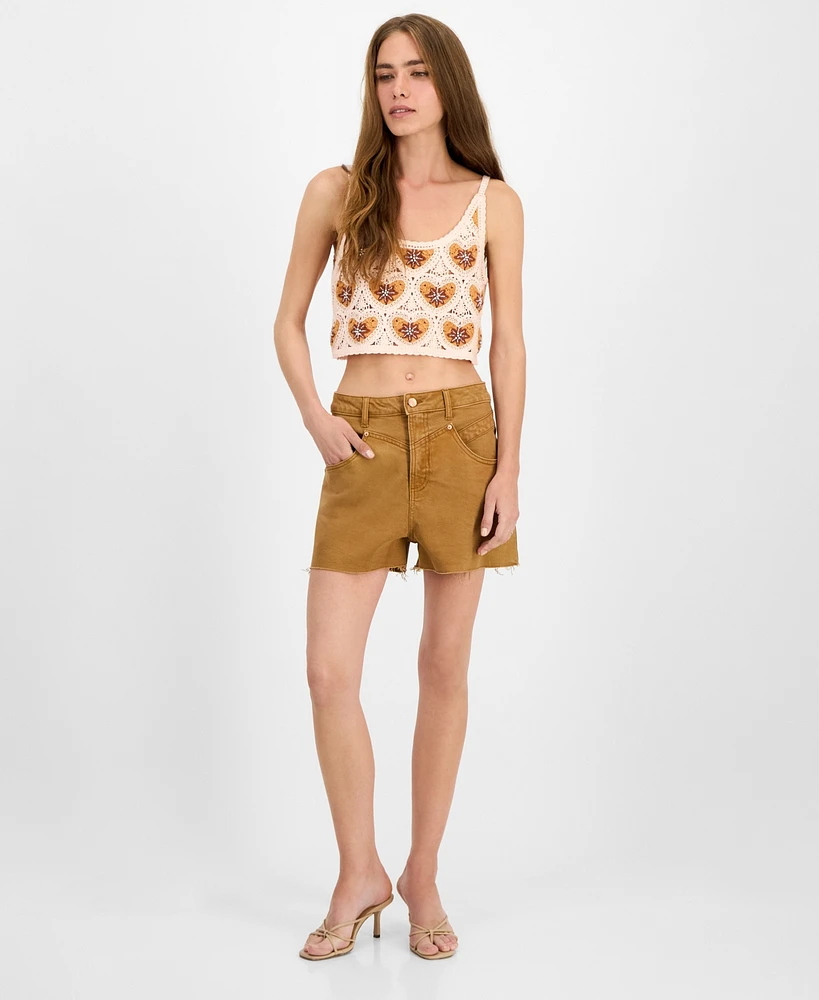 Avec Les Filles Women's High-Rise Specialty Yoke Front Shorts