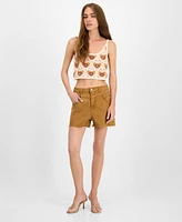 Avec Les Filles Women's High-Rise Specialty Yoke Front Shorts