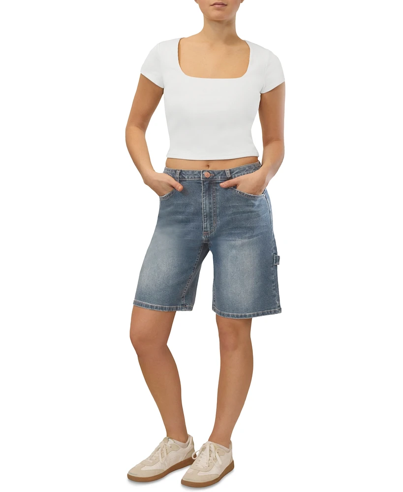 Almost Famous Juniors' High-Rise Denim Jorts