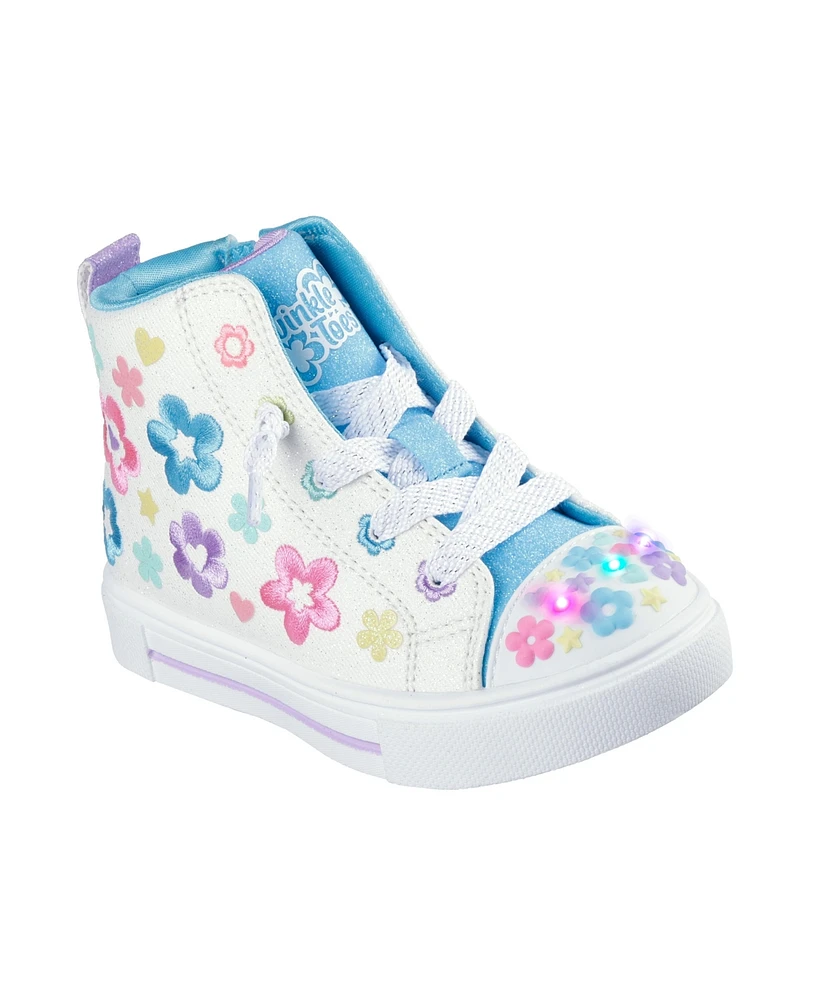 Skechers Toddler Girls Twinkle Toes: Sparks - Super Blossom High Top Light-Up Casual Sneakers from Finish Line