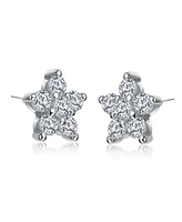 Star Shape Cubic Zirconia White Gold Plated Earrings