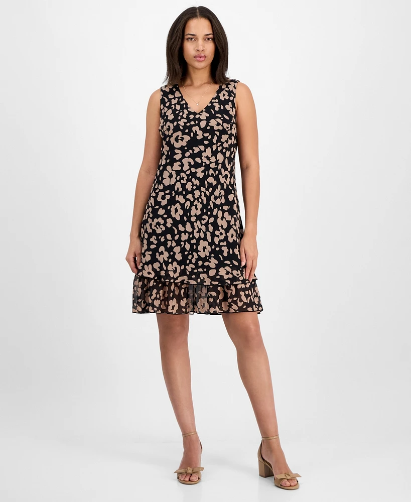 Robbie Bee Petite Animal-Print V-Neck Sleeveless Dress