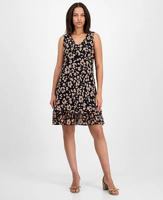 Robbie Bee Petite Animal-Print V-Neck Sleeveless Dress