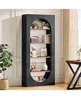 Tribesigns 5-Tier Black Arched Bookshelf, 70.87-Inch Tall Arch Bookcase with Storage, Modern Book Shelf Storage Organizer for Living Room, Home Office