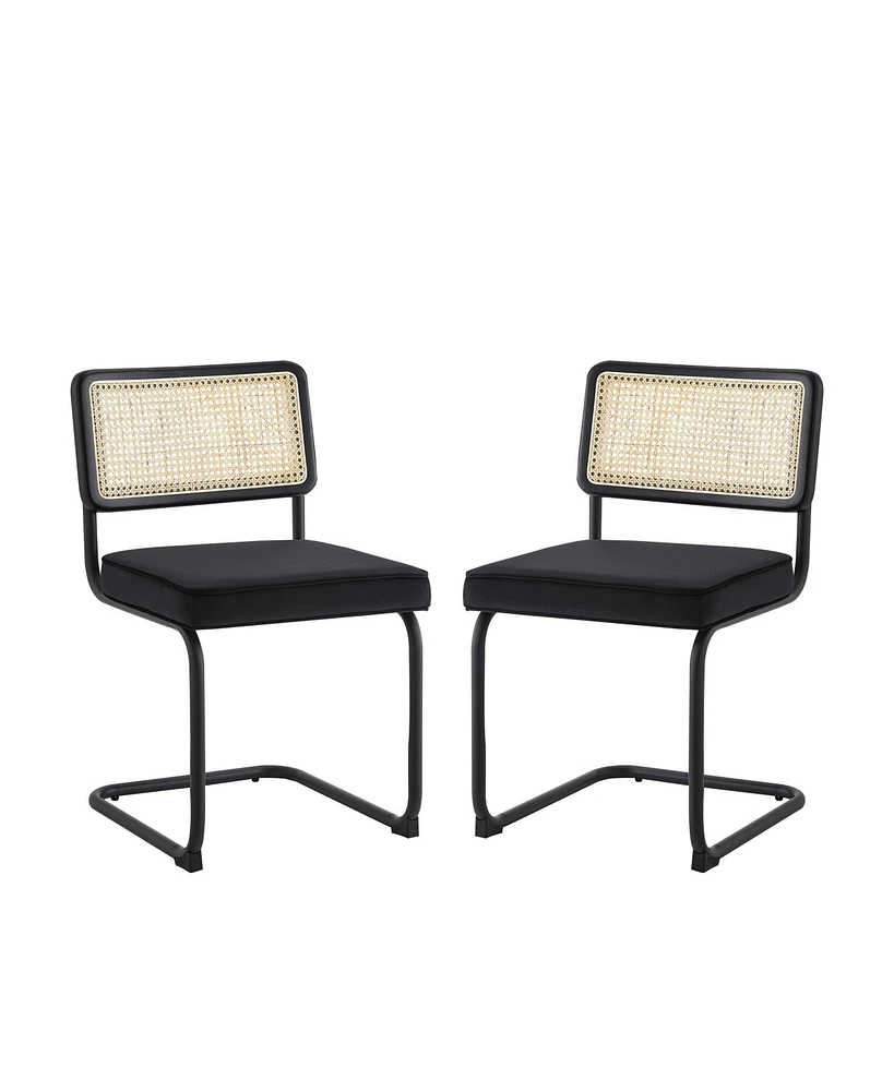 Set of Two Velvet Upholstered Dining Side Chairs with Stylish Design