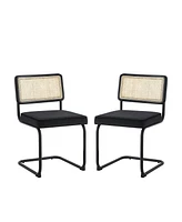 Set of Two Velvet Upholstered Dining Side Chairs with Stylish Design