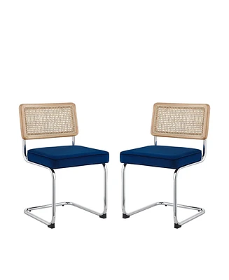 Set of Two Velvet Upholstered Dining Side Chairs with Stylish Design
