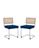 Set of Two Velvet Upholstered Dining Side Chairs with Stylish Design