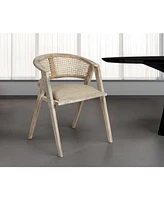 Curved Back Linen Upholstered Dining Arm Chair for Comfortable Home Seating