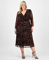 Connected Plus Printed Surplice Side-Tie Dress