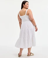 On 34 Trendy Plus Smocked Eyelet Maxi Dress, Exclusively at Macy's