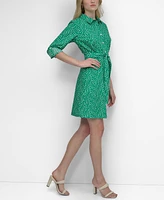 Dkny Women's Belted Star-Print Cotton Mini Dress