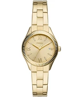 Fossil Women's Rye Three-Hand Date Gold-Tone Stainless Steel Watch, 30mm