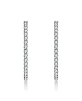 White Gold Plated with Cubic Zirconia Hoop Earrings