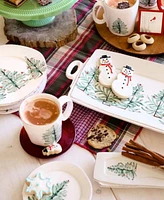 Vietri Lastra Holiday Handled Rectangular Platter