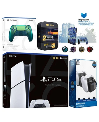 Sony Playstation 5 Slim Digital with Extra Volcanic Red Controller, Charging Dock and MightySkins Decal Voucher + 2 Year Cps Extended Warranty