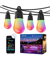 Lepro ZB1 Ai Smart Outdoor String Lights App Control, 54(42+12) ft Rgb+Ic+Warm White Outdoor Lights 15 Led Bulbs, Alexa Google Enabled, No Remote