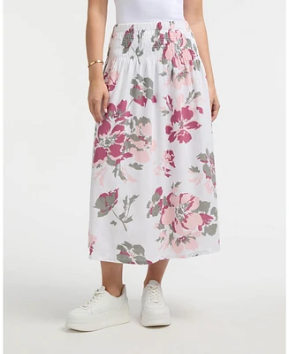 Ellen Tracy Women's Smocked Waist Linen-Blend Skirt