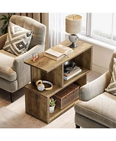Tribesigns 2-Tier End Table, Rustic Sofa Side Table with Storage Shelf for Living Room, Farmhouse Bedside Nightstand for Bedroom
