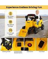 12V Kids Ride On Construction Tractor with Electric Adjustable Bucket