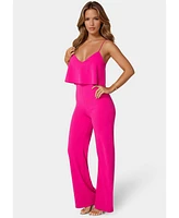 Bebe Women's Ruffle Wide Leg Jumpsuit