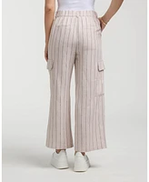 Ellen Tracy Women's Linen Cargo Wide Leg Pant