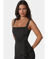 Bebe Women's Scuba Bustier Ruffle Wrap Dress