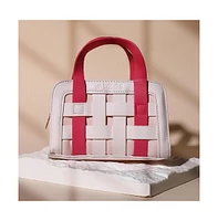 Women's The Weave Camera Mini Sling Bag - Fuchsia Pink & Ivory White