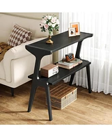 Tribesigns Set of 2 Narrow Side Table for Living Room, Farmhouse Slim End with Storage Shelves, Bedroom, Small Spaces, Easy Assembly