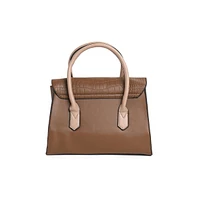 Women's Leather Brown Luster Tote Bag Set