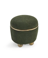 Round Upholstered Storage Stool with Hidden Compartment and Cushioned Seat for Bedroom Living Room Entryway Seating and Organization-The Pop Home