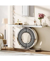Tribesigns 43-Inch Silver Console Table, Entryway Table with Mirror Finish for Entrance, Living Room, Hallway