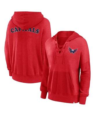 Fanatics Women's Red Washington Capitals Breakout Lace-Up Pullover Hoodie