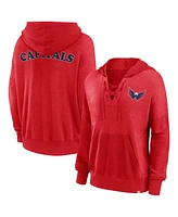 Fanatics Women's Red Washington Capitals Breakout Lace-Up Pullover Hoodie