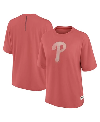 Fanatics Women's Red Philadelphia Phillies Oversized Elements Raw Edge Future Ground T-Shirt