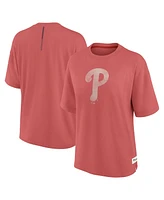 Fanatics Women's Red Philadelphia Phillies Oversized Elements Raw Edge Future Ground T-Shirt