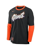 Nike Men's Black/Orange San Francisco Giants 2025 City Connect Authentic Collection Lightweight Player Tri-Blend Performance Long Sleeve T-Shirt